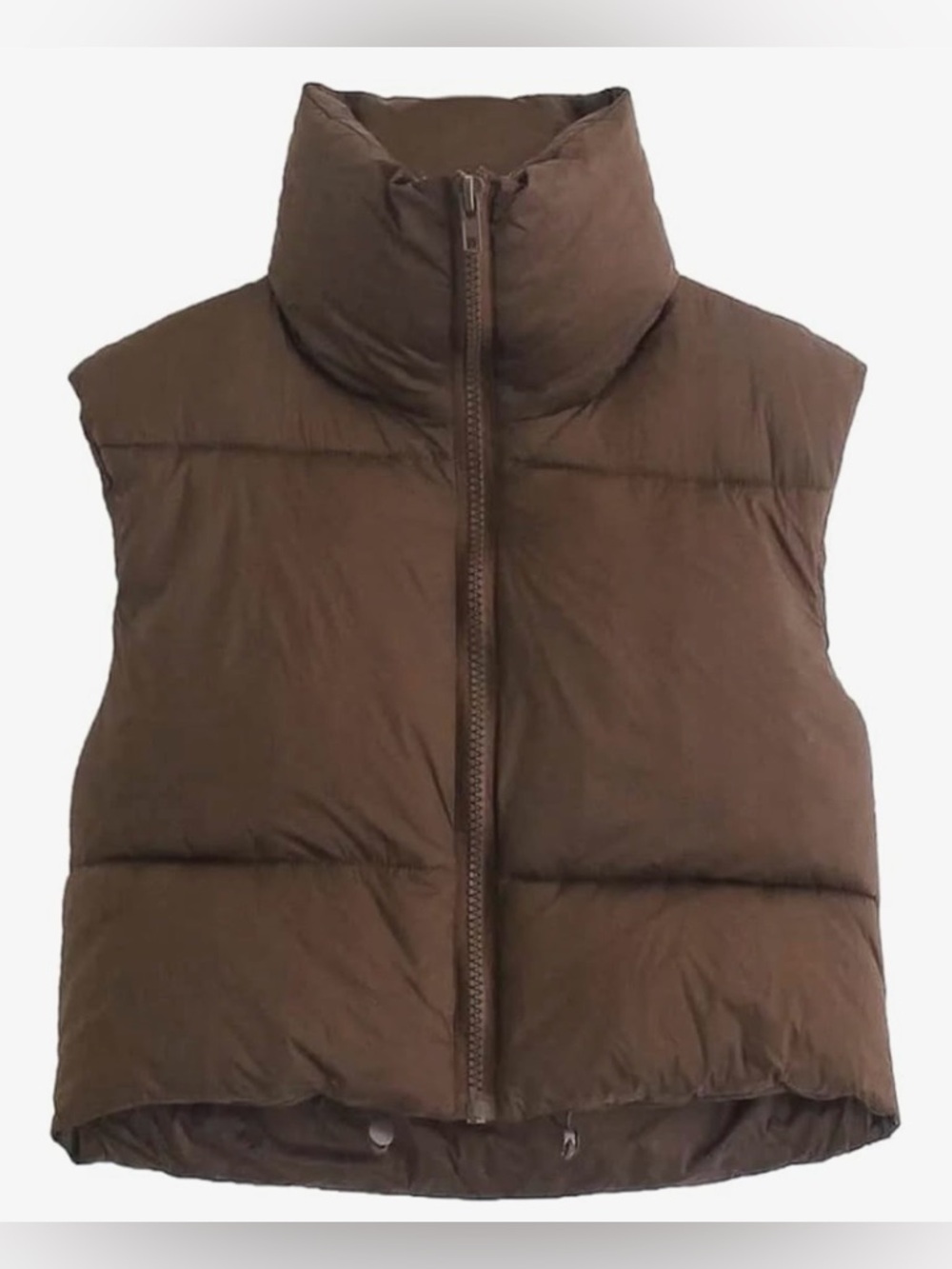Brown Cropped Puffer Vest | Size L